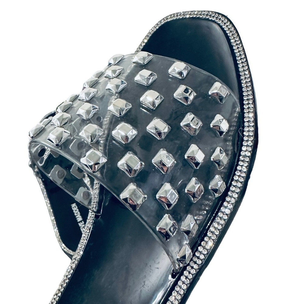 New! Steve Madden Jynn Black Jelly Slide Studs Jeweled Size 9 - Picture 8 of 9